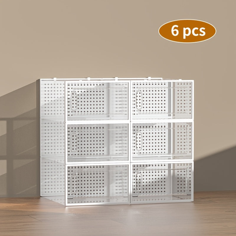 6/12/24pcs Thickened Transparent Shoe Boxes with Lid, Foldable Stackable Free Combination Shoe Rack, Plastic Sneaker Container, Space Saving Storage Organizer for Entryway, Bedroom, Home, Dorm, Ramadan DecorBrand: THCBME