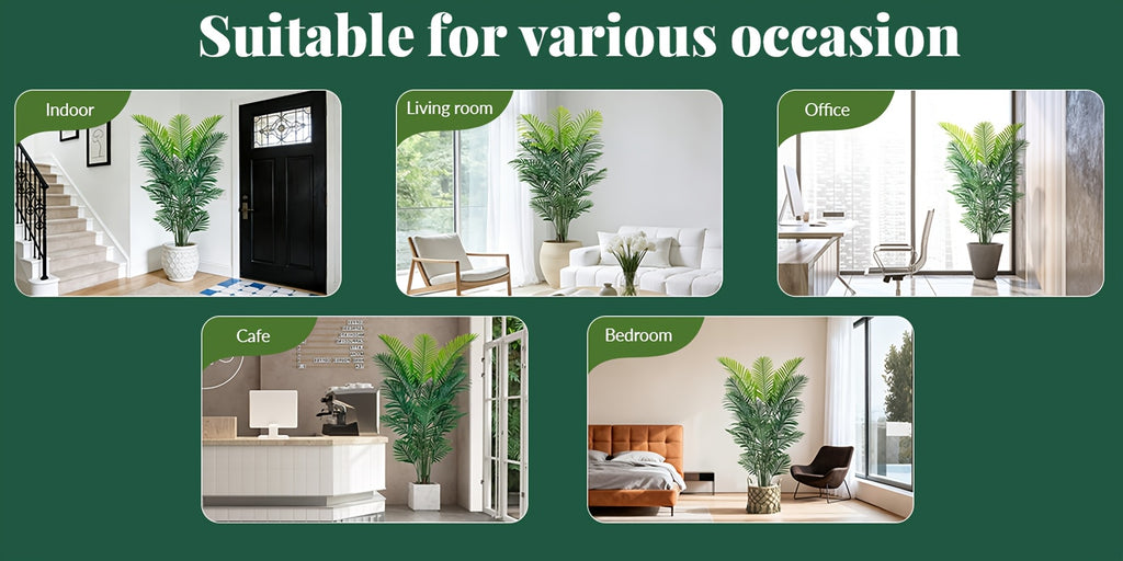4/5/6ft Artificial Palm Tree, Tall Faux Palm with Bare Stem/Black/White Planter Options, UV-Resistant Realistic Dense Leaves, Tropical Floor Plant Zero Maintenance Easy Assembly Fake Tree for Living Room, Front Porch, Patio, Office & Commercial Decor