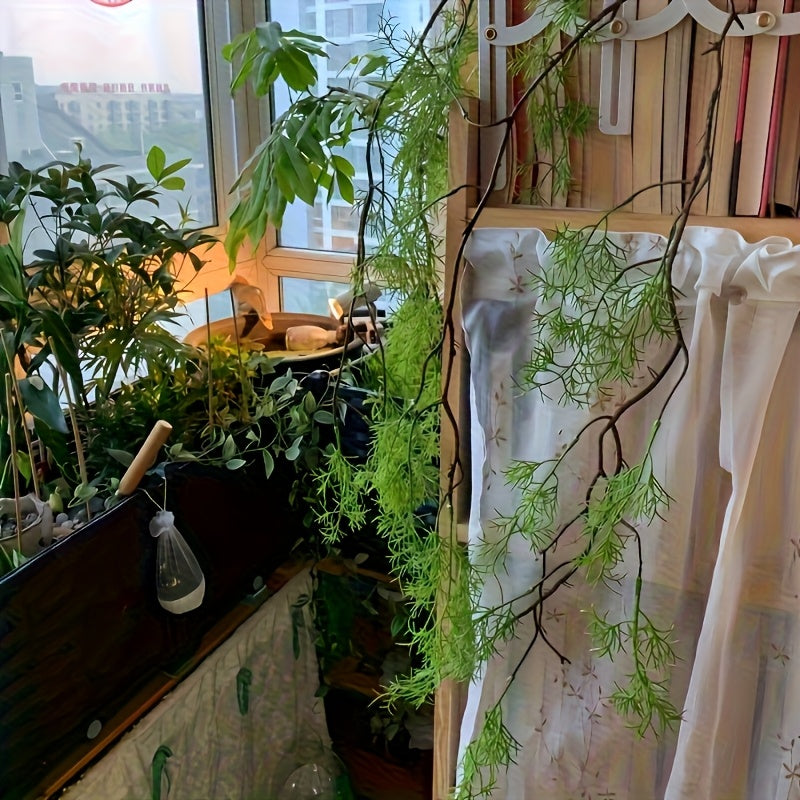1pc Large Realistic Artificial Ivy & Fern Hanging Plant - High-End Lifelike Fake Vine with Lush Green Foliage, Durable Plastic Indoor/Outdoor Decoration for Home, Office, Porch, Balcony - Low-Maintenance Year-Round Greenery, No Batteries/Electricity