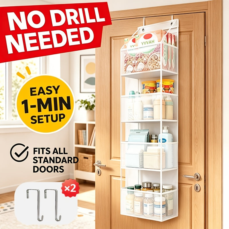 4/ 6 Layer Hanging Storage Bag - Foldable, Non-Woven, White/ Grey/ Black, Window Design, for Bedroom/ Bathroom/ Office, Space Saving