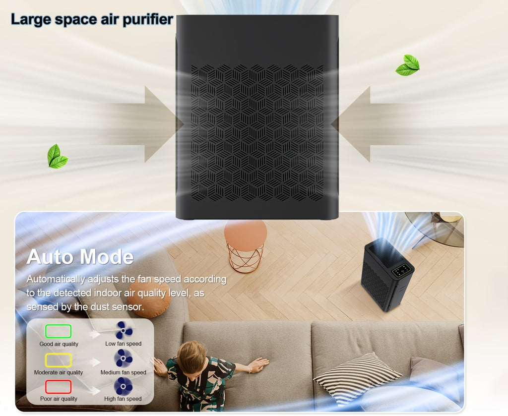 Air Purifier, Home Large Space Air Purifier Up to 1095 Square Feet, PM 2.5 Display Air Quality Sensor, Automatic Mode, Timer, HEPA Air Purifier to Improve Indoor Air Quality, Suitable for Home, Office And Family Room, Gift for Father's Day