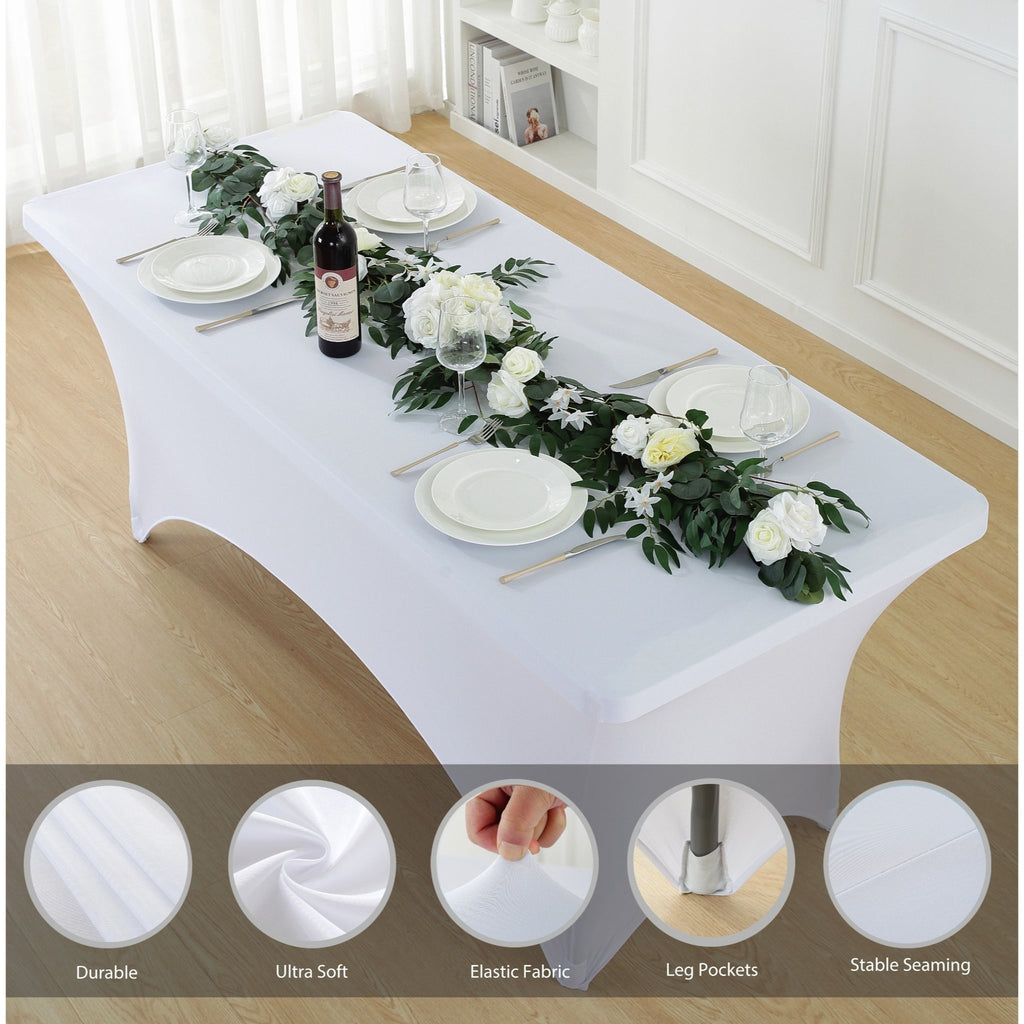 3/5pcs Spandex Tablecloth, Premium Spandex Table Cover, Fitted tablecloth, Wrinkle Resistant Stretchable Rectangle Table Cover For Event, Wedding & Parties