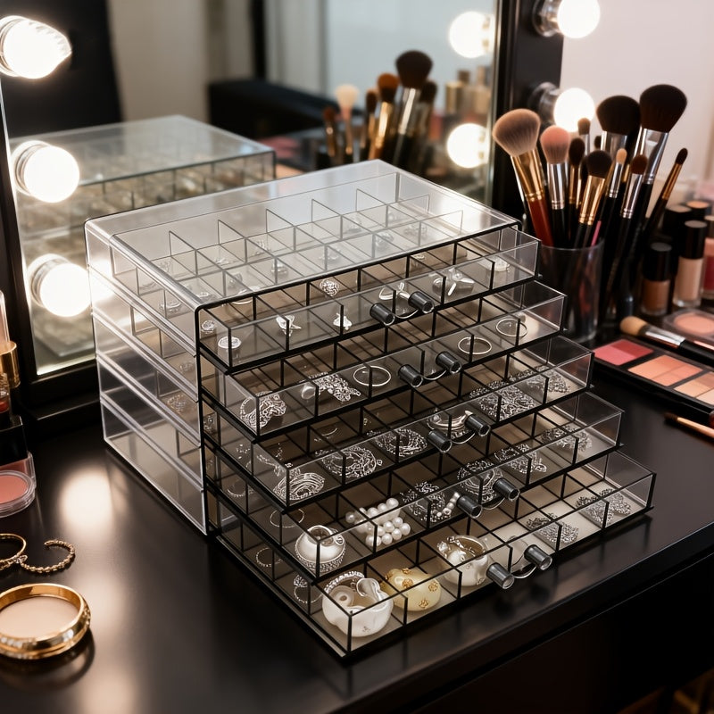 72/120 Layered Jewelry Storage Boxes, Fashionable Acrylic Jewelry Storage Boxes, Suitable for Storing Earrings, Necklaces, Bracelets, Rings, Bracelets, Watches and Other Jewelry. Large-capacity Designed Accessory Storage Boxes, the First Choice for C