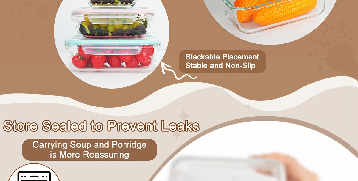 16pcs (8 Lids And 8 Containers) Sealed Glass Food Storage Containers, Lunch Boxes, Microwave Ovens, Ovens - Perfect for Salads, Fruits, Vegetables, And Sandwiches, Lunch Boxes | Sealed Storage | Durable Glass, Food Storage Containers