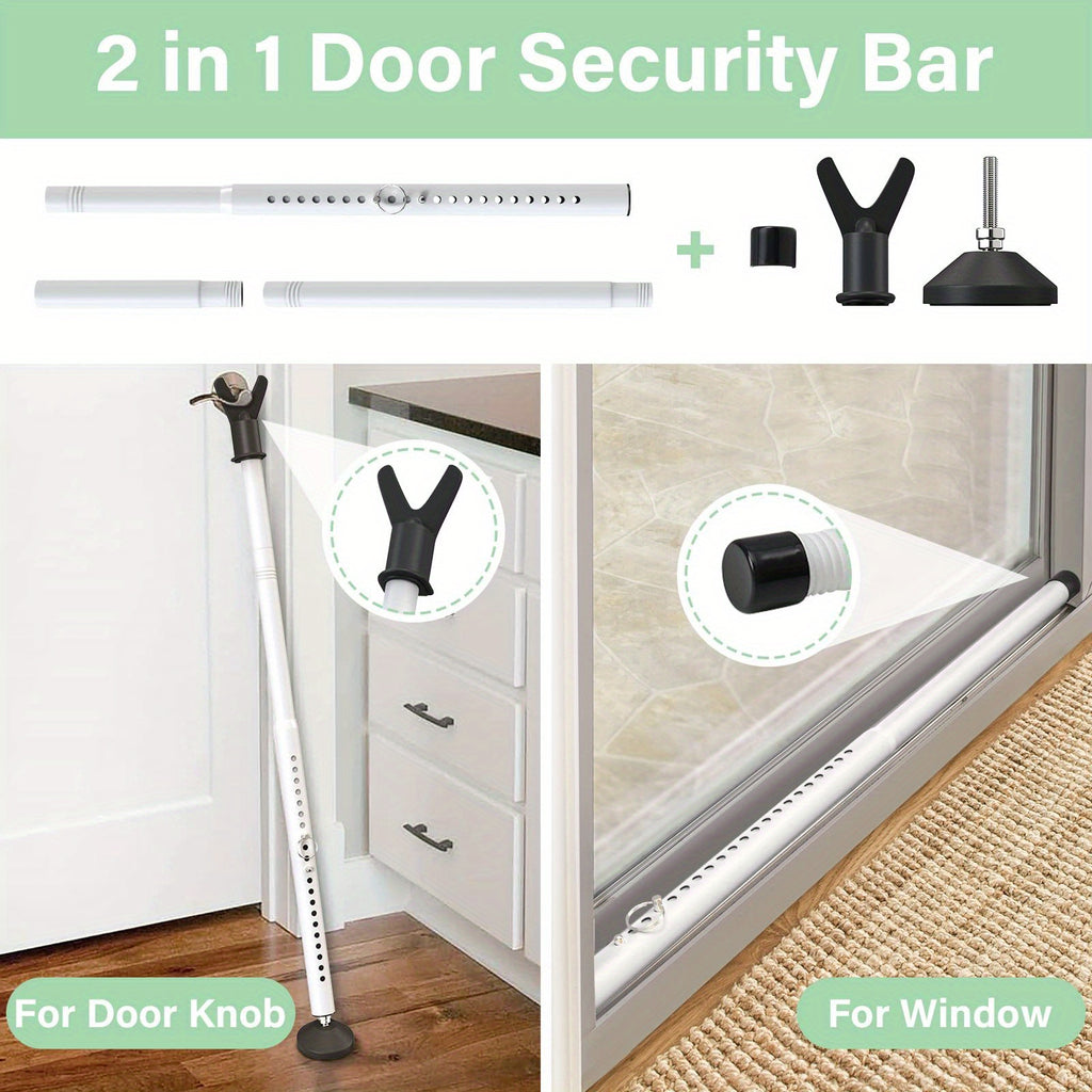YeYeBest Door Security Bar 20-52 Inch Adjustable Door Stoppers 1/2 Pack Heavy Duty Stoppers/Jammer Bedroom Door Barricade Security Bars for Windows, Stop, Front Door, Apartment, Home, Travel, Hotel Room
