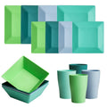 Wheat Straw Tableware Set, 16 or 32 Piece Dinnerware with Plates, Bowls and Cups in Solid Color or Square Options for Family Meals, Parties and Camping