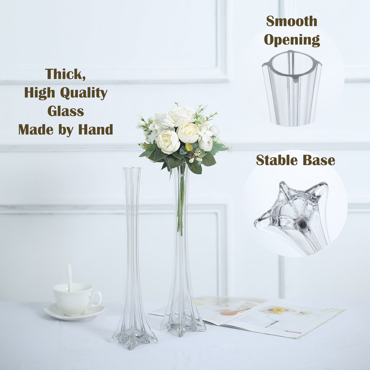 Eiffel Tower Vase, Pack of 12, Flower Vases Centerpiece for Flower, Wedding, Decoration.