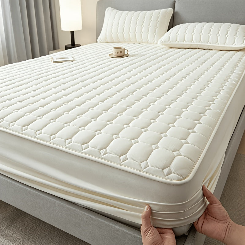 1pc High Quality Non-Slip All Season Mattress Protector, 15.75 Inches Deep Pocket, Solid Color Quilted Bed, Machine Washable, Suitable for Bedrooms, Guest Rooms, Family Essential Bedding.(No Pillowcases)
