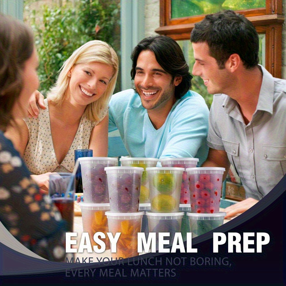 60pcs (30 Containers & 30 Lids) Durable Leakproof Deli Containers with Lids Set - Ideal Choice for Takeout Meal Preparation, BPA-Free, Microwave & Dishwasher & Freezer Safe - 32oz Stackable Sealed Fresh Container, Ready-to-Eat Packaging Kit