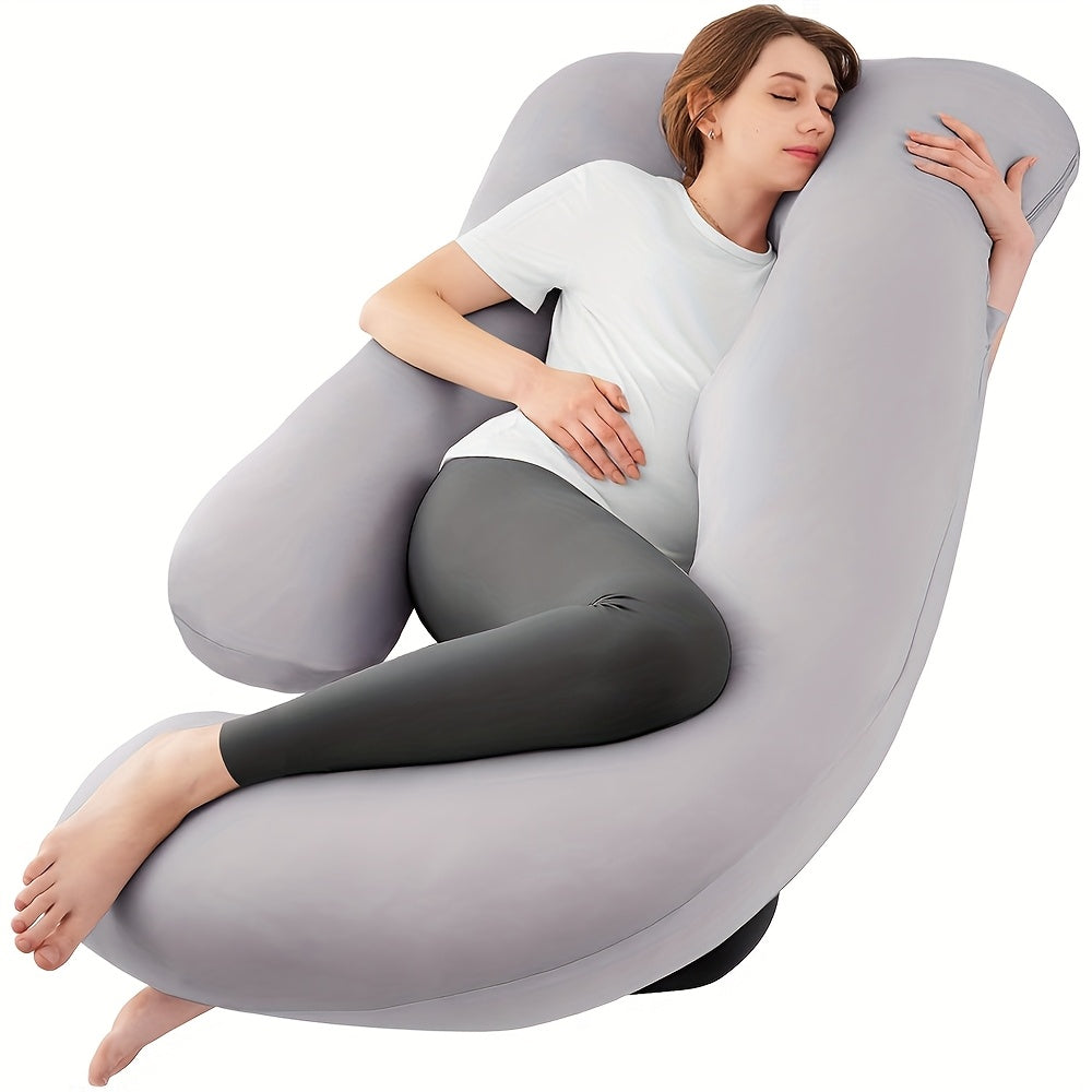J Shaped Pregnancy Pillow, Full Body Maternity Support for Back, Legs and Tummy with 60 Inch and Small 41 Inch Options for Bedtime Comfort
