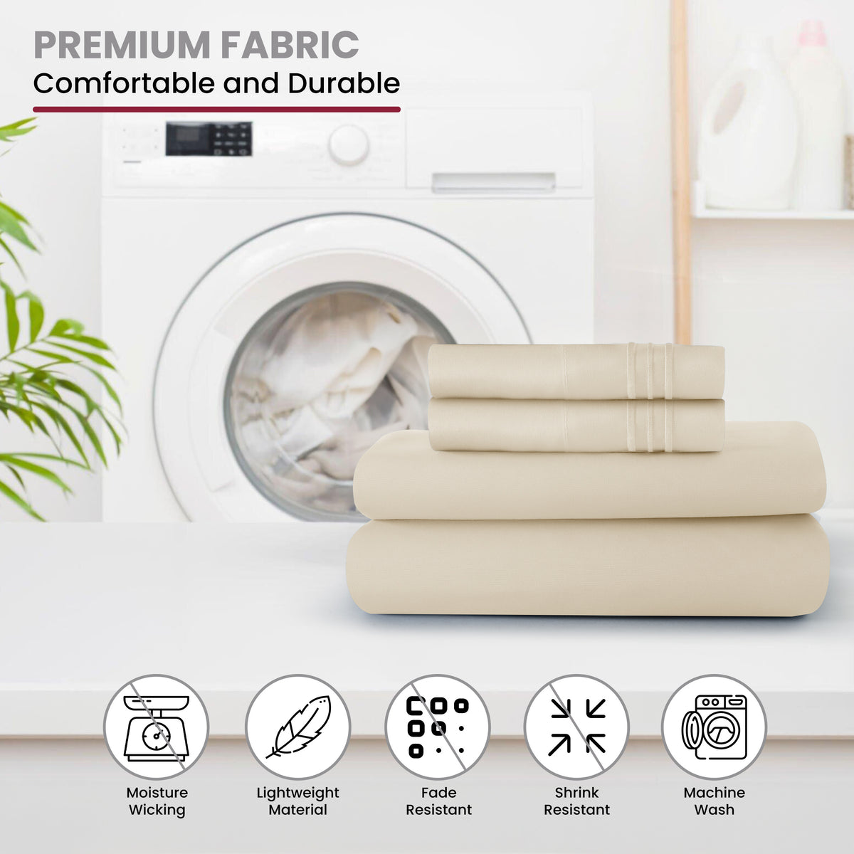 Lux Decor 6 Pieces Solid Bed Sheets Set - Modern Soft Comfortable Bedding Set, Hotel Luxury Skin Friendly Cooling Sheets & Embroidered Pillowcases Without Filler - All Seasons Bed Sheet with 16 Inches deep Pocket, Breathable Skin Friendly & Cooling Sheets