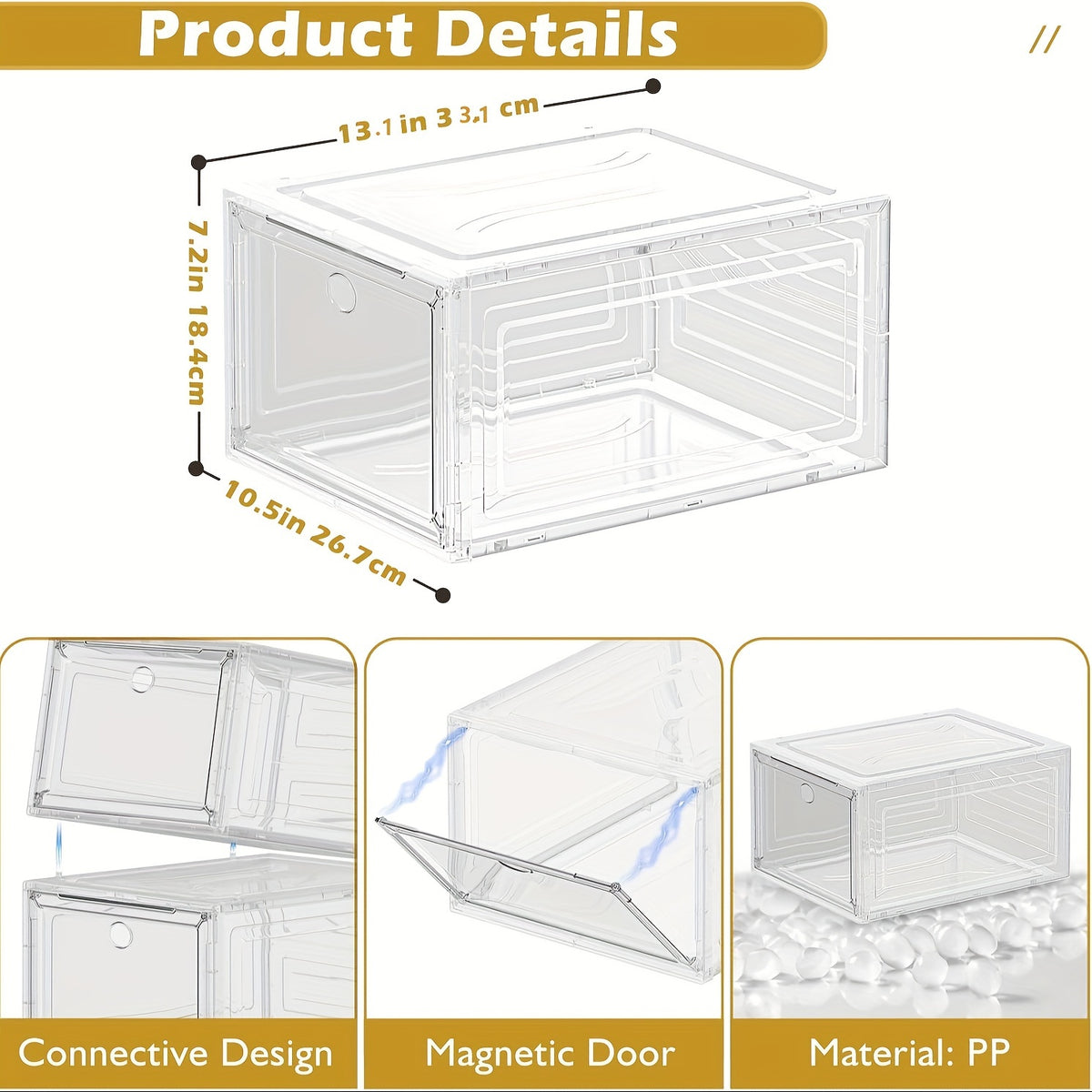 6 Pack Clear Shoe Organizer, Stackable Closet Shoe Rack, Professional Grade Shoe Display with Magnetic Door. Boot And Hat Organizer. Dustproof Shoe Organizer, Sneaker Organizer for Women/Men, Front Loading Large Plastic Shoe Organizer for Sneakers