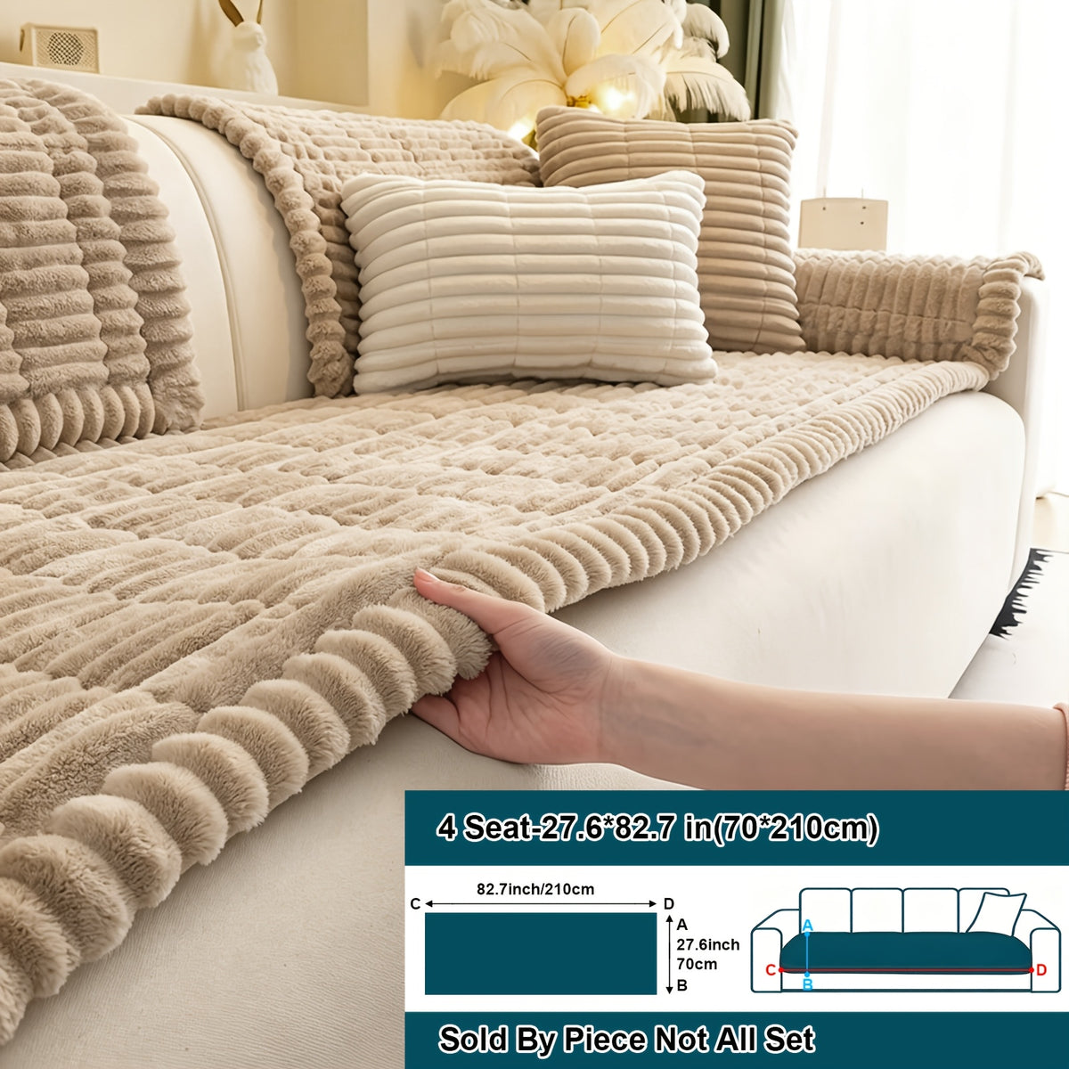 1pc Soft Quilted Thick Sofa Cushion, Bohemian Style Removable Machine Washable Sofa Protector, All Season Pet Friendly 1/2/3/4 Seater Split Sofa Cover, Suitable for Living Room Bedroom, Living Room Office Furniture Protective Covers