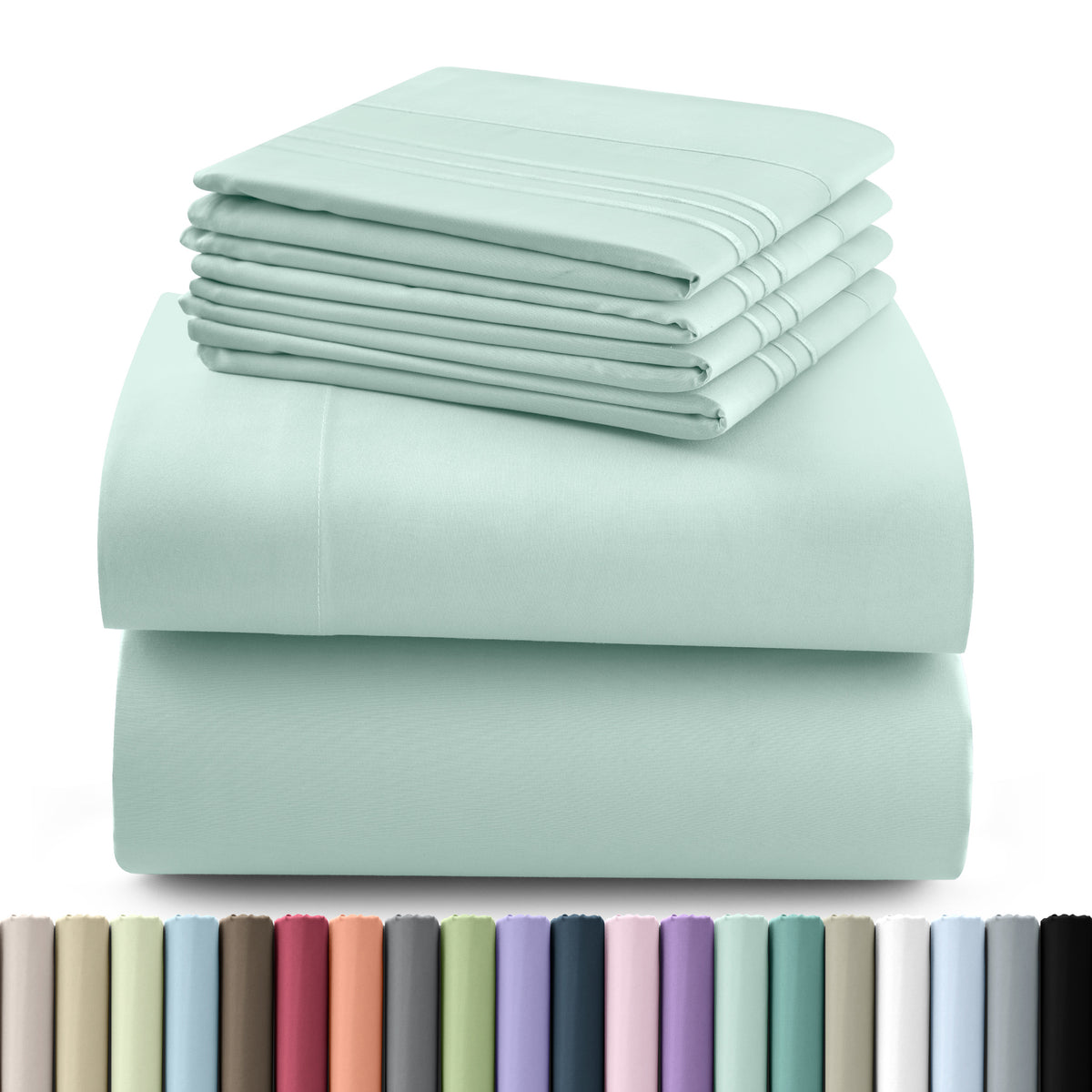 Hannah Bedding Sheet Set - 6 PC Brushed 100% polyester Bed Sheets 16 Inches Deep Pockets - Embroidered & Plain Pillowcases - Hotel Luxury Sheets Bed Set - Soft Bedding Sheets