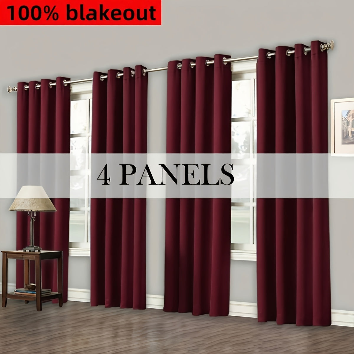 4pcs Set, Easy Blackout Curtains with Film Covering And Rope Loops, Suitable for Bedrooms, Studies, Living Rooms, And Dining Rooms As Blackout And Sun Protection Curtains