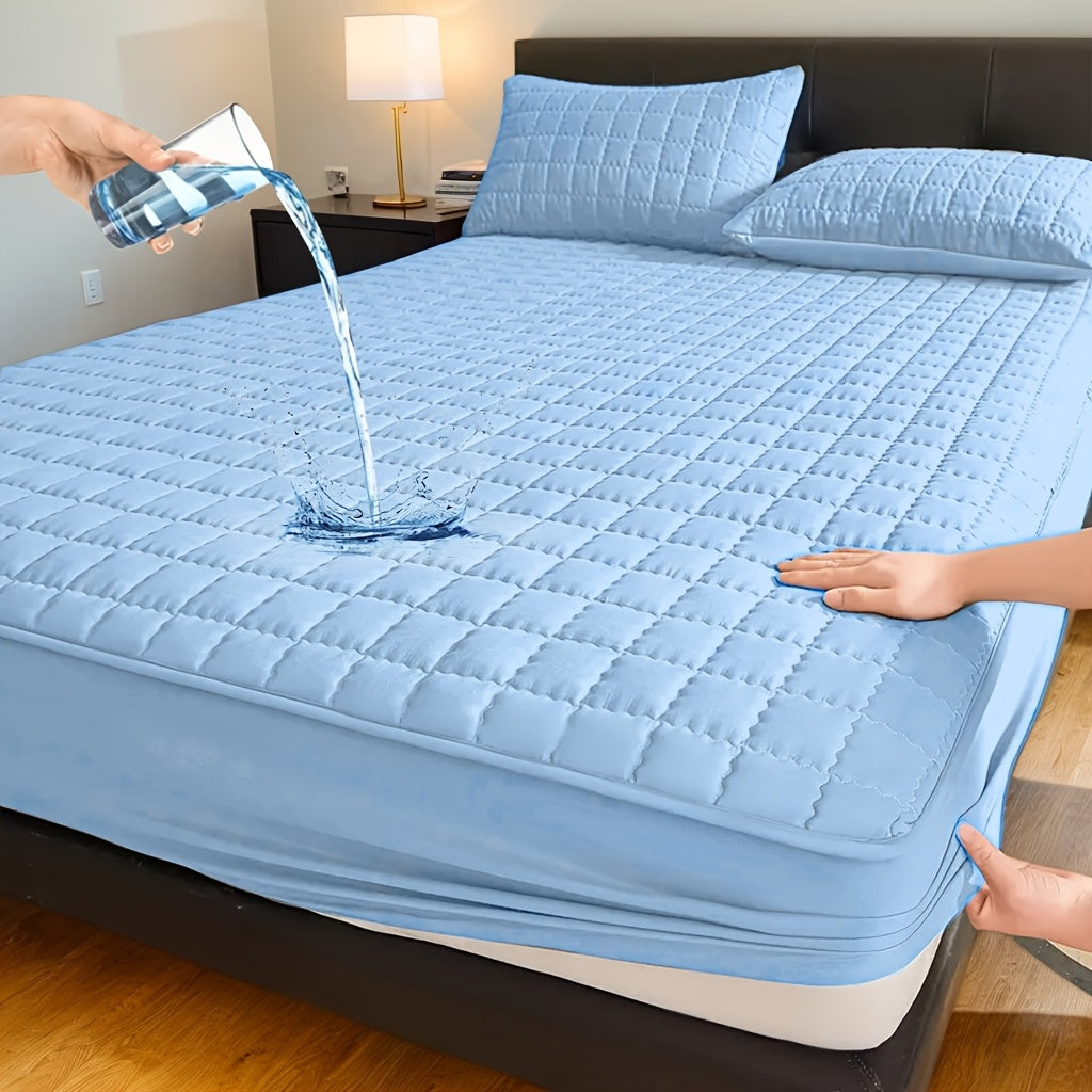 1pc Modern Soft Breathable Waterproof Bed Fitted Sheet - Lightweight, Fitted Mattress Protector For All Beds, Bedding Essentials, Minimalist Design (Excluding Pillowcases)