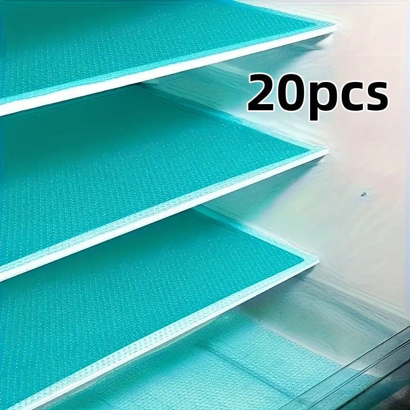 20pcs High - Quality Refrigerator Mats and Liners - Sapphire Green, Easy to Clean, Washable, Durable EVA Material, for Freezers, Shelves, Cabinets, Kitchen Essentials, Shelf Liners, Mixed Colors