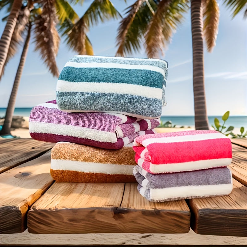 9/15pcs Classic Towel Set, No Hair Loss, Super Absorbent, Super Soft Two-Color Striped Interval Bath Towel Combination, Including 2/5 Large Bath Towels, 2/5 Large Face Towels, 5 Hand Towels, Bathroom Supplies, And Beach Essentials