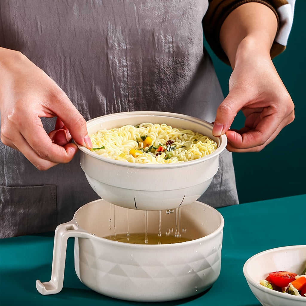 6pcs/Set Microwave Ramen Bowl Set, Ramen Noodle Cooker With Lid & Handle, Perfect For Home, Office, Dorm, Or College Tableware