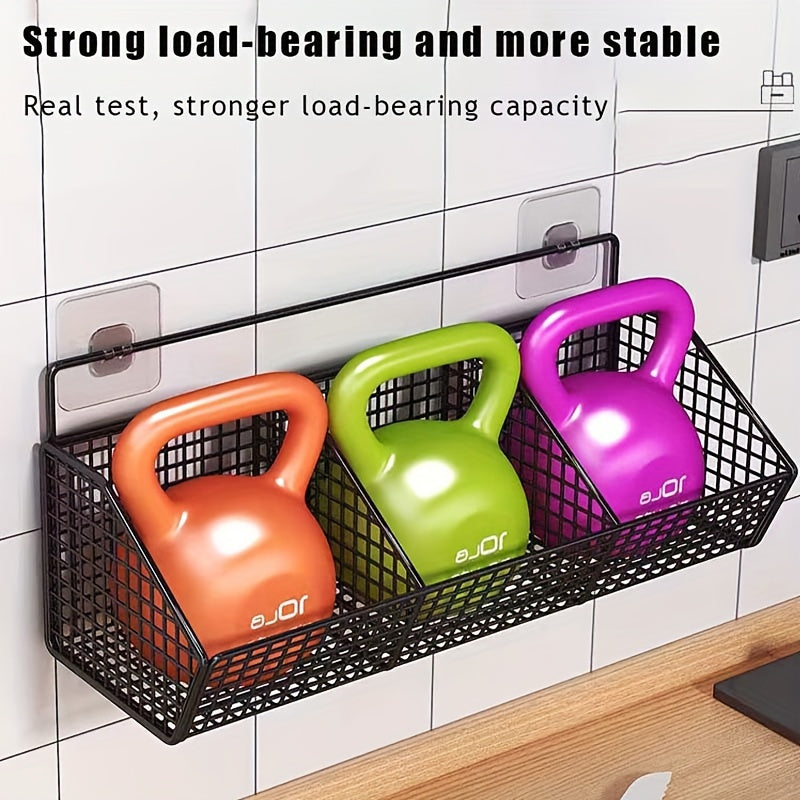 Storage Basket Wire Food Storage Organizer Wall-Mounted Storage Rack Kitchen Bedroom Bathroom Home Wall Rack Sponge Rack Single-Layer Carbon Steel Hanging Basket