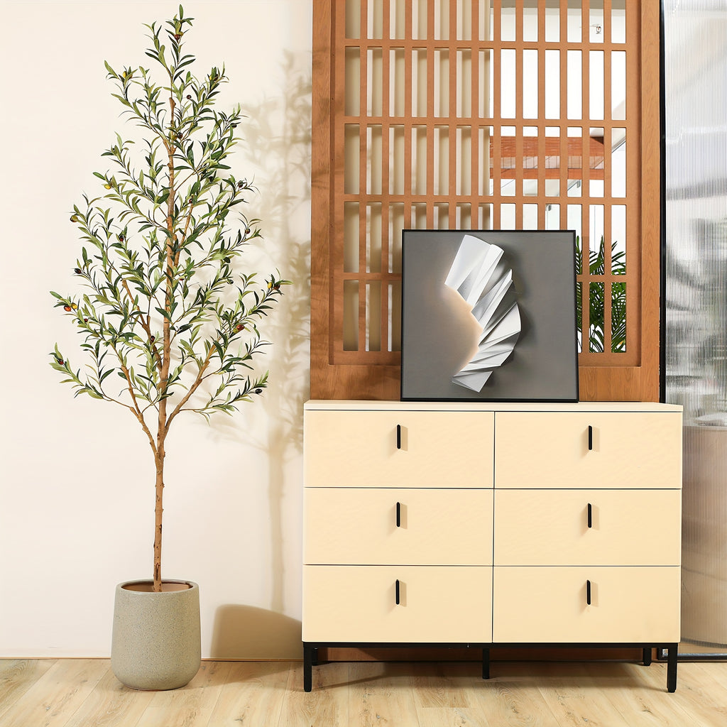 Artificial Olive Tree - Potted Faux Silk Plant with Natural Wood Trunk And Lifelike Fruits - Perfect for Home, Office, Outdoor And Holiday Decor
