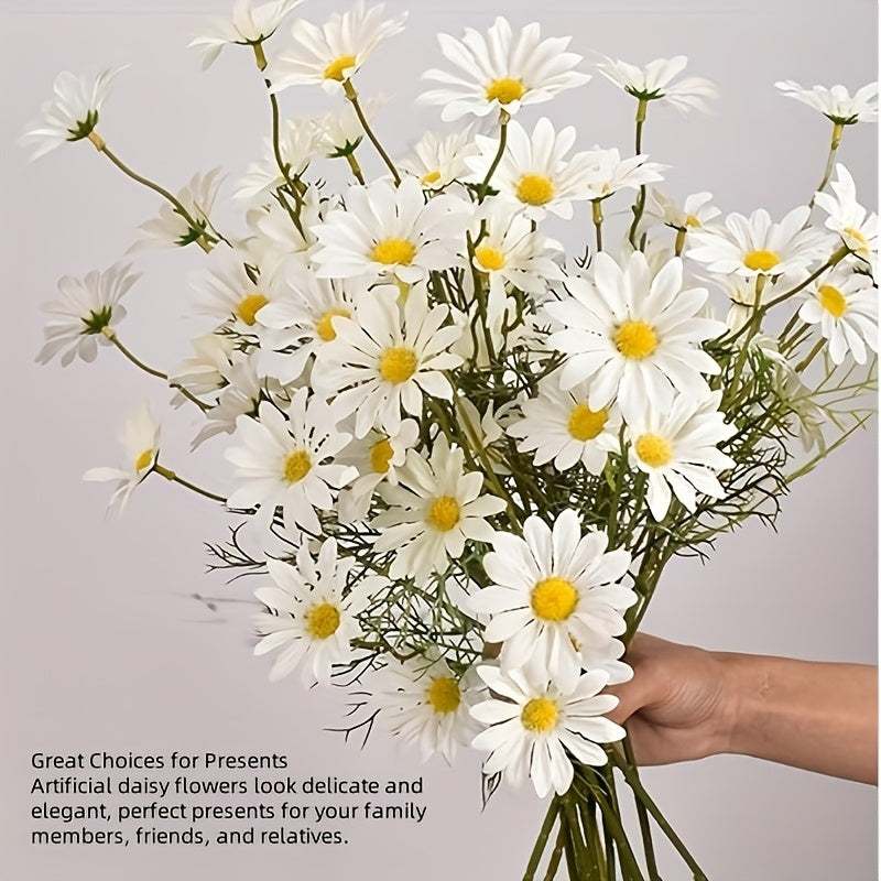 4 Bundles Classic White Artificial Daisy Flowers - UV-Resistant, 20-Inch Plastic Floral Decor For Home, Courtyard, Vases | Ideal For Easter, Holidays(Send An Extra Vine Strip)