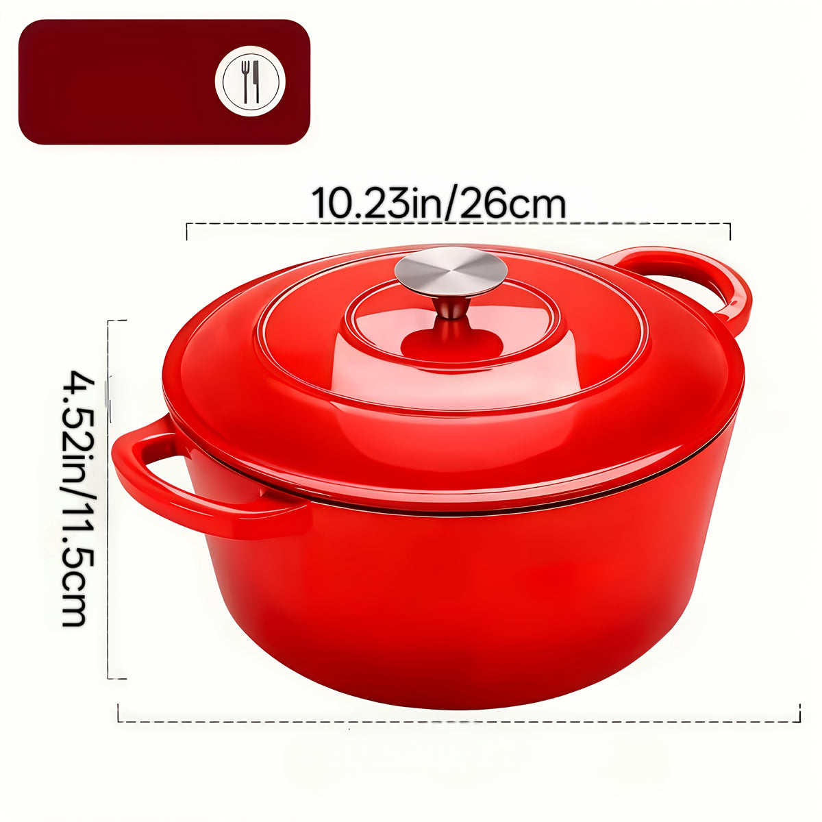 Cast Iron Dutch Oven Pot, Enameled Pot with a Lid, Ideal for Braising, Roasting, Baking, Soups, Stews - Home & Professional Kitchens, Heavy-Duty & Nonstick, Oven Safe Up to 500° F, Dual Handles, Works On All Stovetops-Enamel Pot