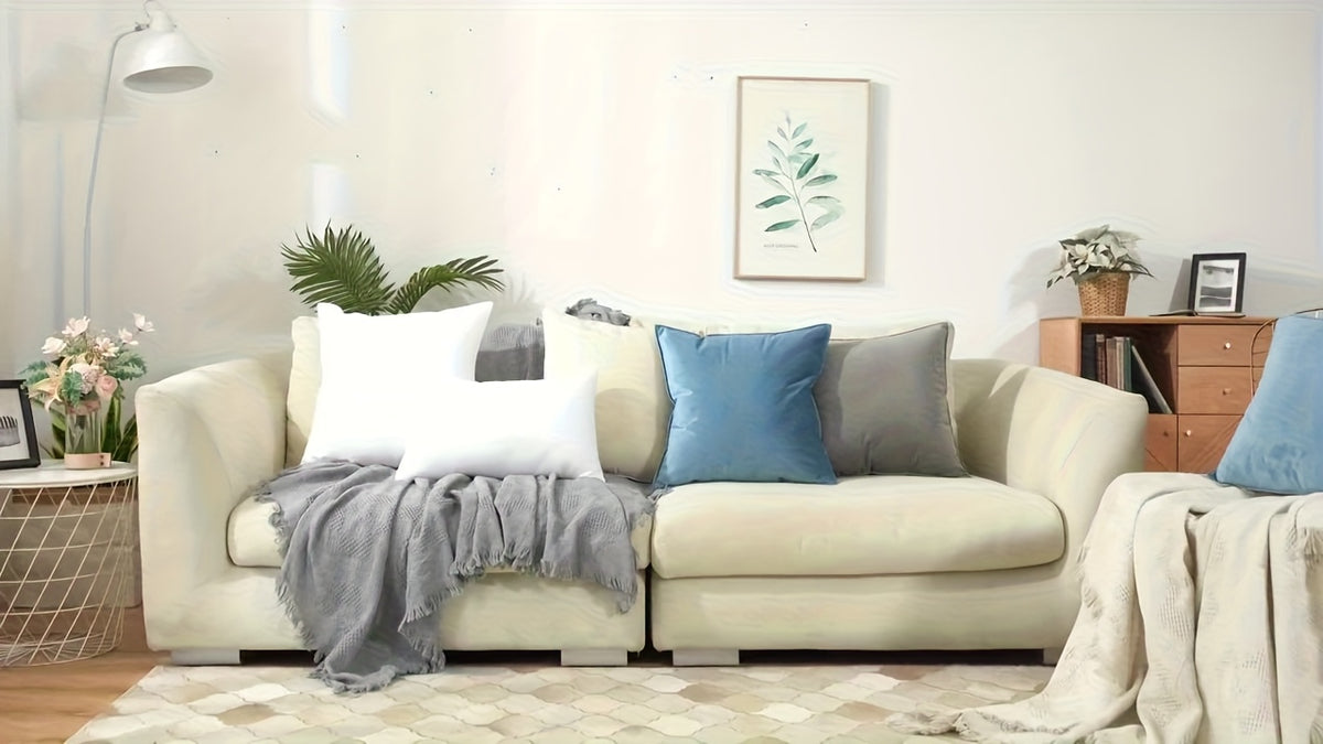 Decorative Pillow Inserts Set of 4, Soft Square Cushion Fillers in 14, 16, 18, 20 and 22 Inch Size Options for Sofa, Bedroom and Dorm Room Styling
