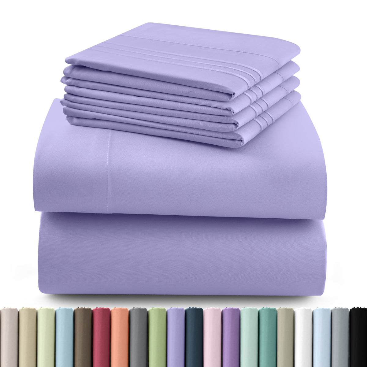 Hannah Bedding Sheet Set - 6 PC Brushed 100% polyester Bed Sheets 16 Inches Deep Pockets - Embroidered & Plain Pillowcases - Hotel Luxury Sheets Bed Set - Soft Bedding Sheets
