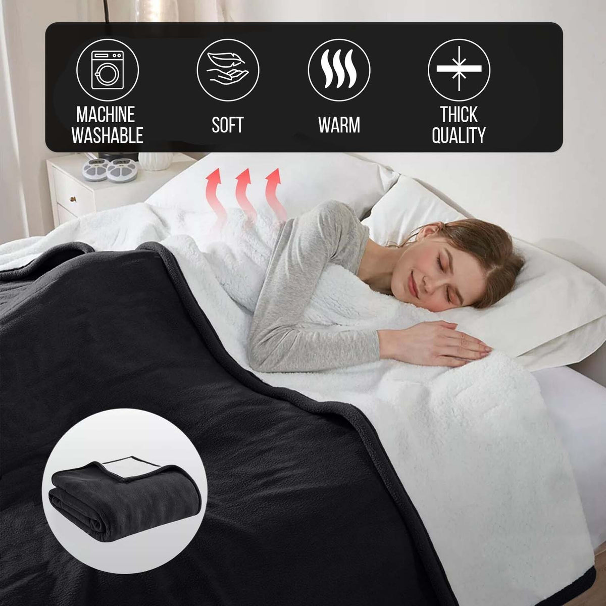 480GSM Heavy Sherpa Fleece Blanket – Double-Sided Warm Throw for Couch, Bed, Office and Travel, Reversible All Season Comfort, Room & Sofa Decoration, Holiday Gift, Sofa Blankets