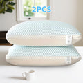 Soft Sleeping Pillow Pair, 2-Piece Blue or Gray Bed Pillows with Zipper Closure and Machine Washable Design for Bedroom, Dorm and Sofa Comfort