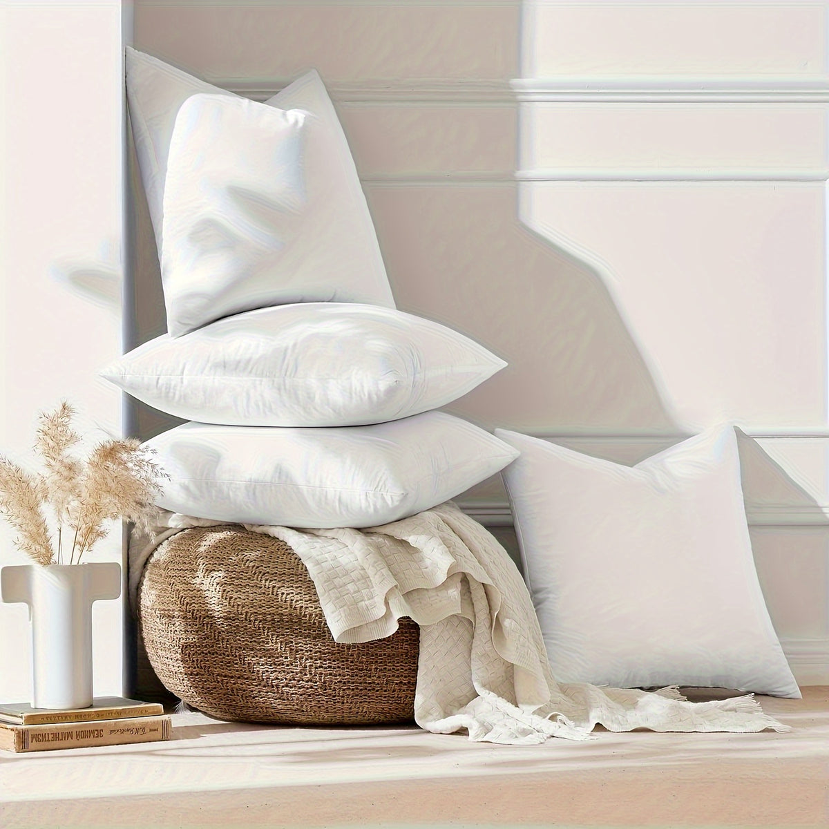 1/3/4/5pcs High-quality Throw Pillow Insert - Soft And Fluffy Square Pillow, Washable Pillow Core, Suitable for Sofas, Beds And Holiday Decorations, with A Zipper Closure. Sofa Pillow, Garden Decoration, Christmas Decoration, Perfect Holiday Gift
