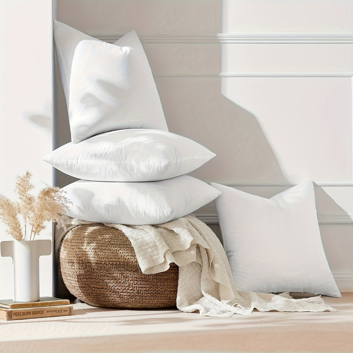 1/3/4/5pcs High-quality Throw Pillow Insert - Soft And Fluffy Square Pillow, Washable Pillow Core, Suitable for Sofas, Beds And Holiday Decorations, with A Zipper Closure. Sofa Pillow, Garden Decoration, Christmas Decoration, Perfect Holiday Gift