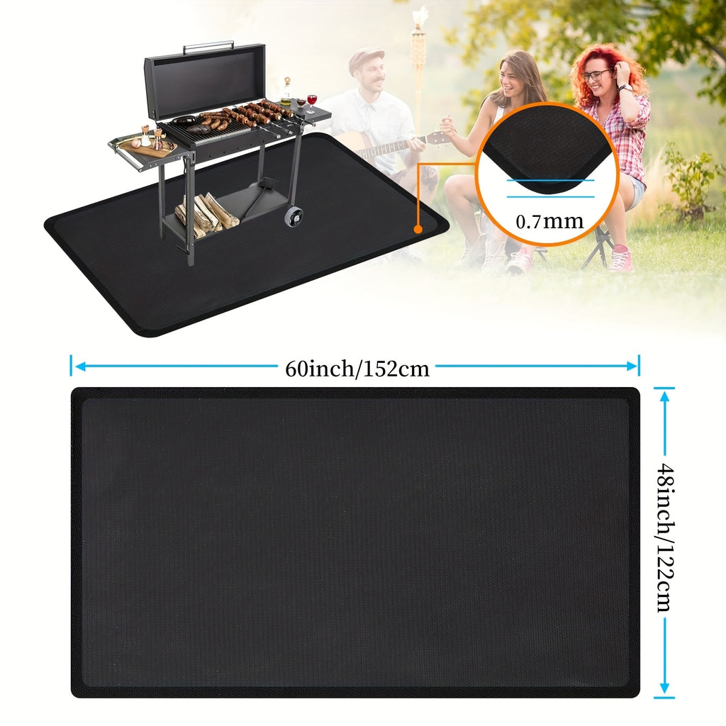 76x 51 Inch Large Grill Mat For Outdoor Grill, Fireproof Waterproof Oil-Proof BBQ Mat For Deck, Patio, Lawn, Or Indoor Fireplace, Easy To Clean Under Grill Protector For Fire Pit And Smoker
