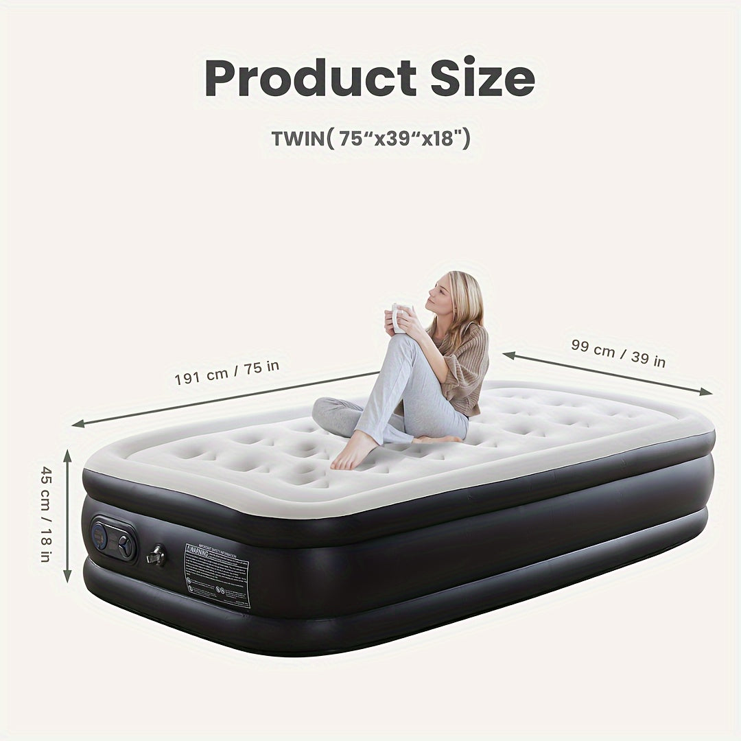 Air Mattress with Coil Beam Support and Plush Velvety Top, Non-Slip Inflatable Guest Bed with Multiple Size Options for Home Overnight Stays