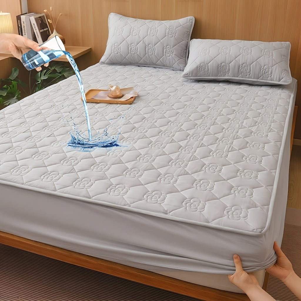 1pc Modern Soft Breathable Waterproof Bed Fitted Sheet - Lightweight, Fitted Mattress Protector For All Beds, Bedding Essentials, Minimalist Design (Excluding Pillowcases)