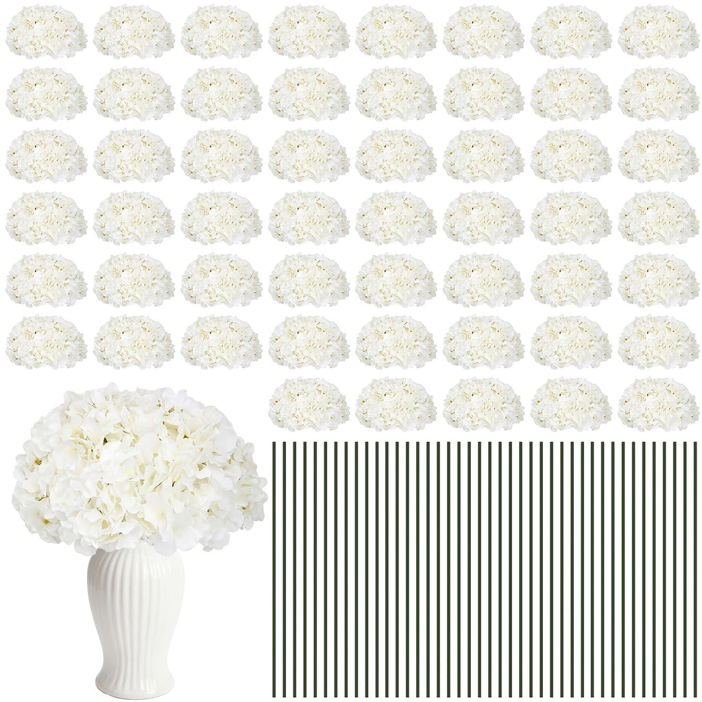 Set of 24 Synthetic Hydrangea Blooms with Stems, Ideal for Wedding Decorations, Home Parties, Baby Showers, And Store Displays. These Floral Arrangements Are Long-Lasting And Can Be Reused, Available in White, Orange, Blue, Dreamy Purple, Champagne