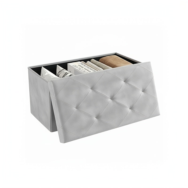 30/43 Inch Heavy Duty Folding Storage Ottoman Bench with Shoe Cabinet & Thick Padded Seat - Retro Suitable for Small Spaces, Multifunctional Footrest Stool, End of Bed Bench for Bedroom, Living Room, Entryway, Fabric,