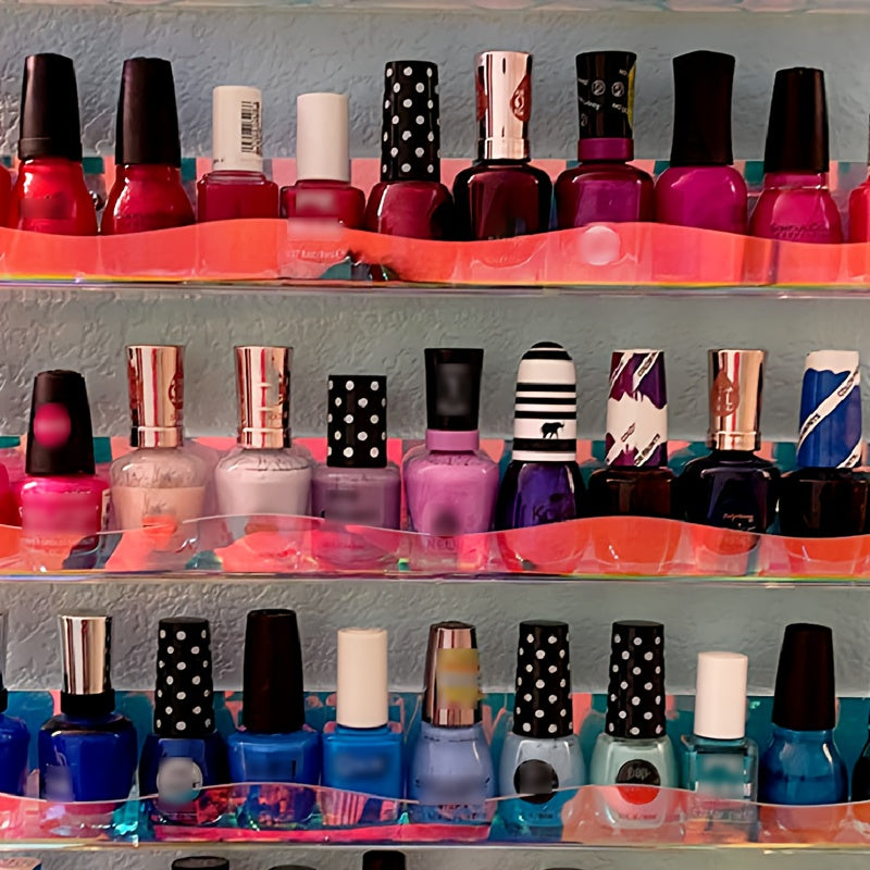 2/4pcs Iridescent Acrylic Floating Shelves - Colorful Wall Mounted Storage Rack for Nail Polish, Cosmetics, Sundries - Perfect for Home, Room, Office, Bathroom, for nail Shop Decor with Art Deco Style. Independence Day/Graduation Gift