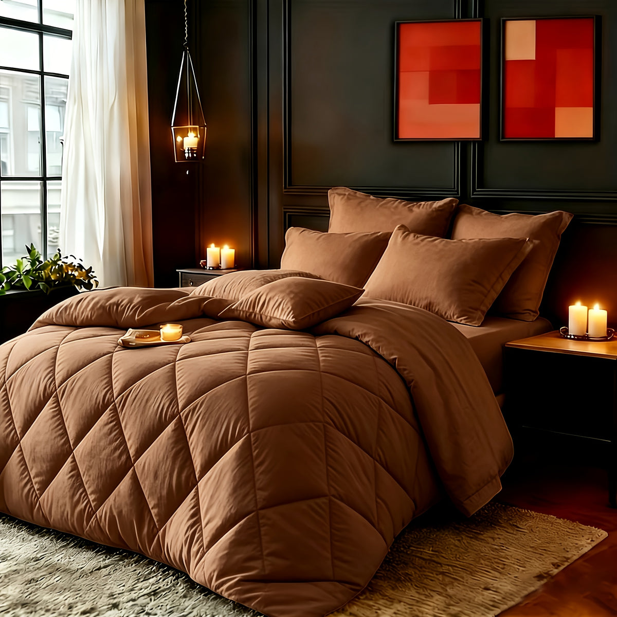 2/3pcs Red/Black Comforter Set Queen King Twin, All Season Comforter, 1Comforter, 1/2Pillowcases, Box Stitch Quilt, Hotel & School Quality Comforter, Home Bedding, Kids Room Decor, Halloween Christmas Holiday Gifts, Random Color