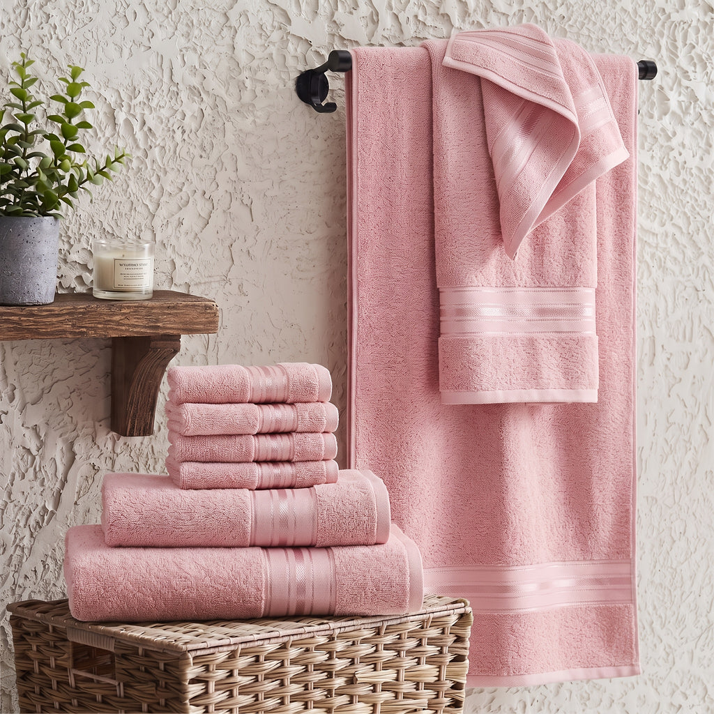 Luxury 8pcs Bath Towel Set, 100% Cotton Premium Hotel Quality, Includes 2 Bath Towels, 2 Hand Towels, 4 Washcloths, Soft Absorbent Spa Towel Collection, Ideal for Bathroom, Hotel, SPA