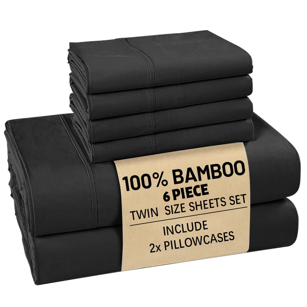 [Deep Sleep] 4/6pcs Bamboo Bed Sheet Set, Luxury Soft & Cooling Sheet Set For Hot Sleepers, 5 Star Hotel Experience Bed)Child Sheets Sets Deep Pocket Up To 16"Breathable Bedding For Room, Hotel 2200TC Bedding Sheets Queen Bed Sheets W/ Random Color