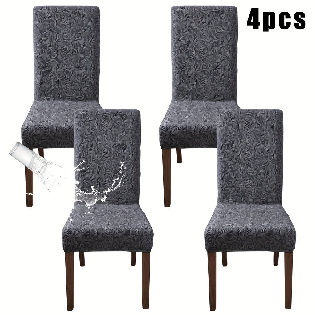 Leaf Pattern Dining Chair Covers, Stretch Parsons Chair Slipcovers in 4 or 6 Piece Sets and Eight Colors for Kitchen, Dining Room and Wedding Decor