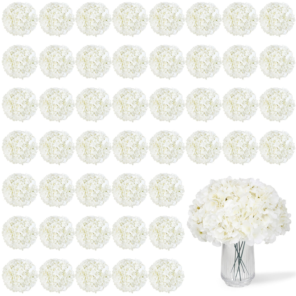 63pcs Artificial Hydrangea Flowers with Stems - Realistic Full Faux Silky Blooms, Round Heads Suitable for Wedding, Baby Shower, Garden, Party Decor, Home Decoration - Fake Flowers for Centerpieces, Arrangements, Year-Round Use
