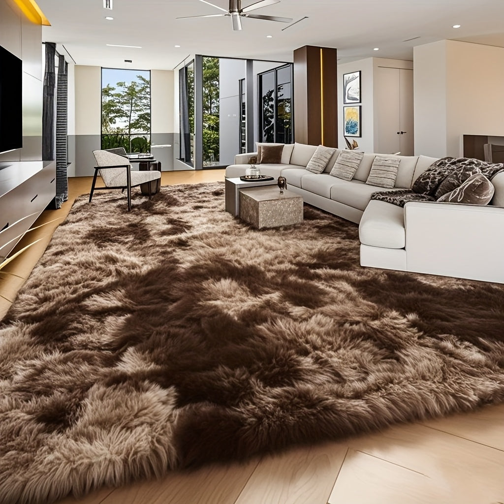 8x10 Feet Luxury Plush Large Rug For Living Room, Fuzzy Plush Large Area Rug, Fluffy Modern Non Slip Soft Furry Carpet For Bedroom Study Room Teens Dorm Home Decor Christmas Gift