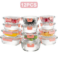 Thickened Glass Food Storage Containers with Lids, 12-Piece Meal Prep Set with Airtight Locking Tops for Work Lunches, Leftovers and Kitchen Organization
