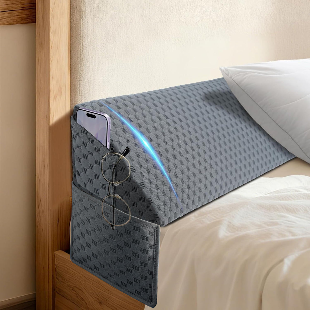 Foam Bed Wedge Pillow Suitable for Headboard Gap Filler & Mattress, Removable Cover with Foam Filling, Suitable for College Dorms, Adjustable Wedge for Sleeping Against Headboard or Wall, Machine Washable Bedding