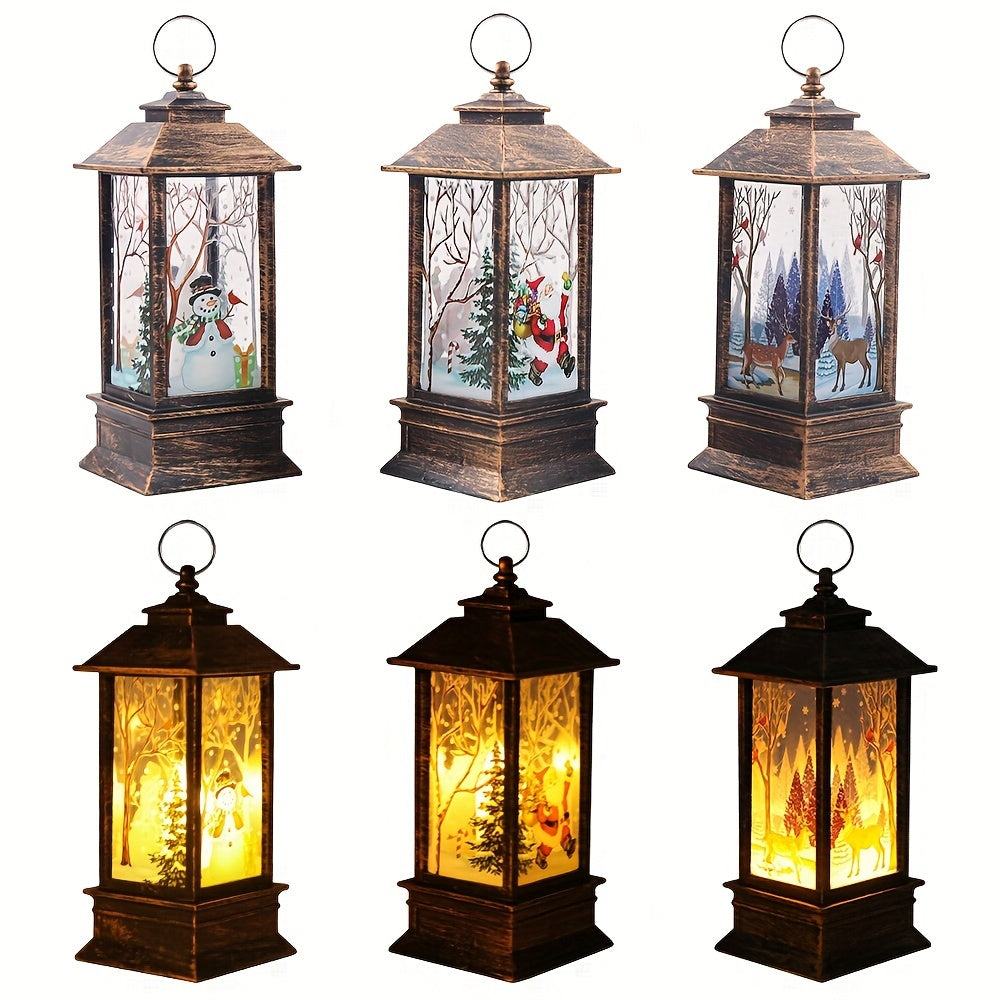 3pcs Christmas Lantern Candlestick Light Nightlight Old Man Snowman Decoration Nightlight Table Decoration Christmas Decorations