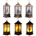 Christmas Lantern Lights Set of 3, Vintage Style Santa Snowman and Reindeer Decorations for Holiday Table Centerpieces and Mantel Displays