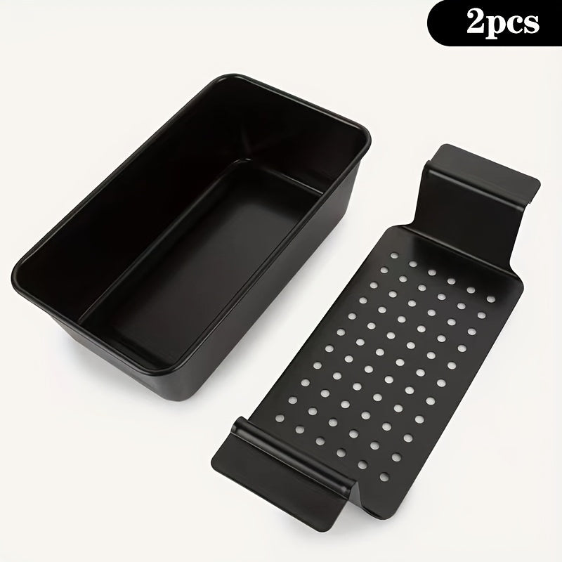 2pcs Patty Pan with Drain Tray, Non-Stick Meatloaf Pan for Baking, Reduces Fat, Enhances Flavor, Bread Pan Set